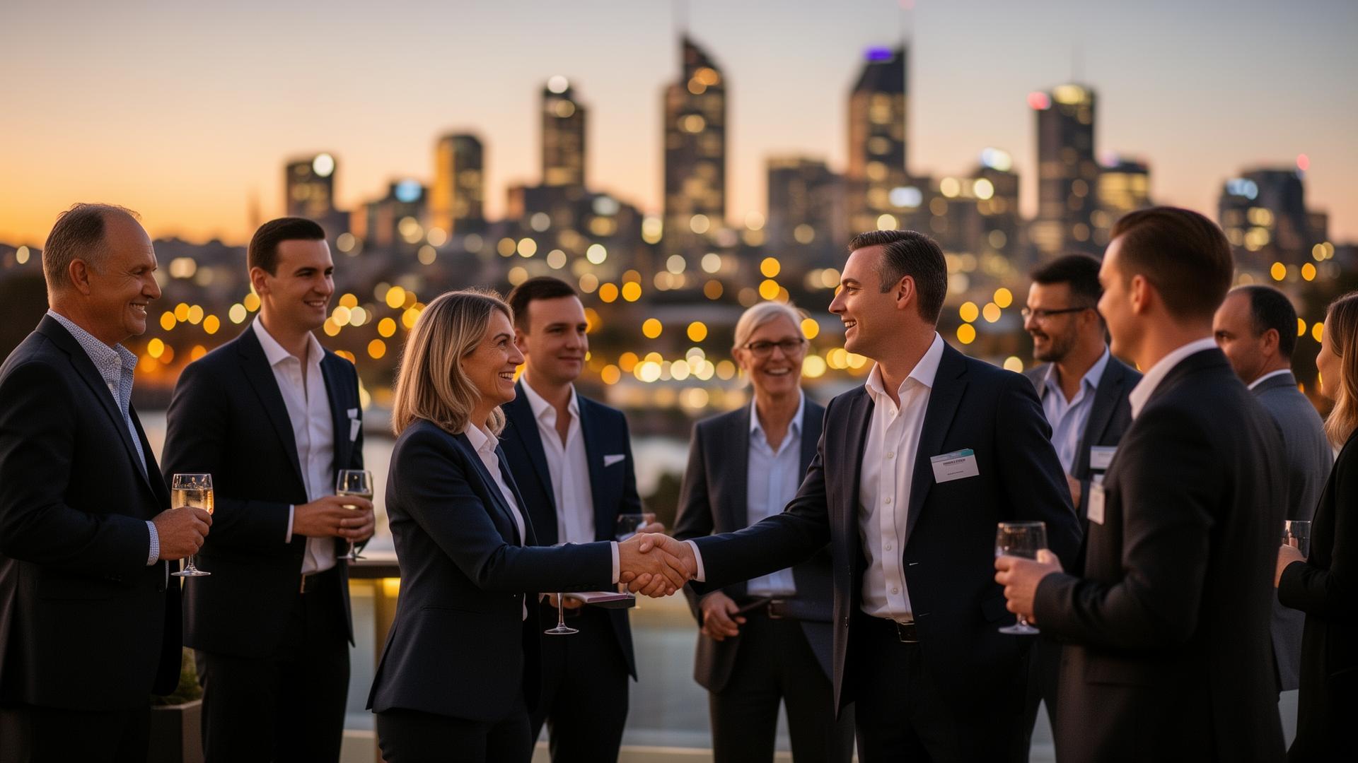 Local business owners networking at a Joondalup Business Association event